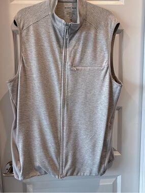 Mizzen+Main Heathered Gray Performance Full Zip Vest XL Stretch Lightweight